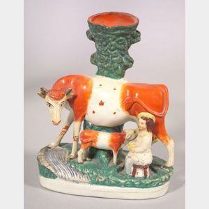 Staffordshire Pottery Cow Figural Spill Vase