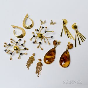 Five Gold Earrings
