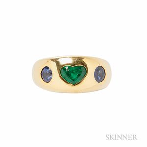 18kt Gold, Emerald, and Sapphire Ring, Bulgari