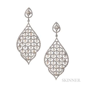 White Gold, Pearl, and Diamond Earrings, Umrao