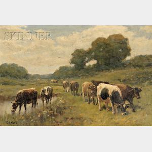 George Arthur Hays (American, 1854-1945) View of Cows at Pasture.