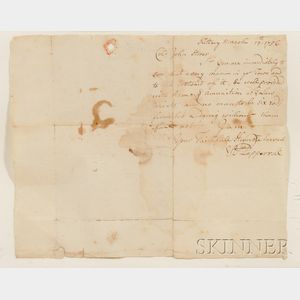 French and Indian War Document from William Pepperrell to Colonel John Storer