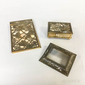 Three Tiffany Studios Grapevine-pattern Dore Bronze Desk Items