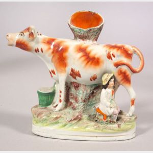 Staffordshire Pottery Cow Figural Spill Vase