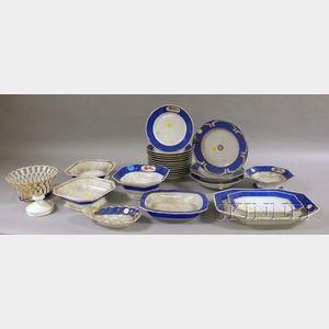 Blue and White Rabbit Decorated Porcelain Partial Set
