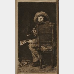 William Unger (German, 1837-1932),After William Merritt Chase (American, 1849-1916) Portrait of Frank Duveneck/The Smoker.