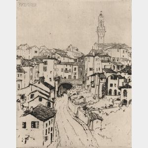 Frederick Charles Richards (British, 1878-1932) Two Italian Views: Siena (Small Plate)