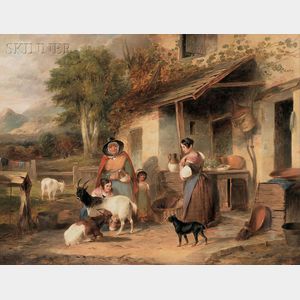 Attributed to William Shayer the Elder (British, 1787-1879) Milking the Goats