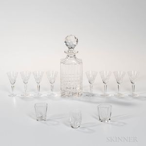 Tiffany Decanter and Eight Waterford Crystal Cordials