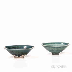 Two Makoto Yabe (Japanese/American, 1947-2005) Celadon Tea Bowls