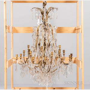 Crystal and Brass Electrified Chandelier