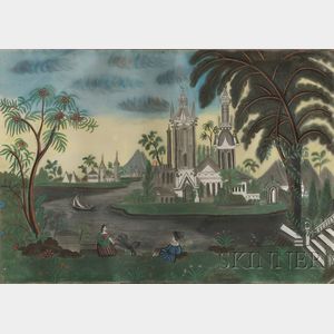 American School, 19th Century River Landscape Fantasy.