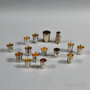 Fifteen Mostly Russian Silver Vodka Cups