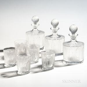 Lalique "Femmes Antiques" Barware Set