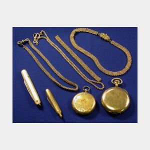 Group of Pocket Watches, Watch Chains, and Pocket Knives