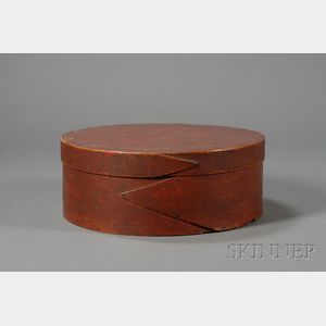 Large Red-painted Round Lapped-seam Covered Pantry Box