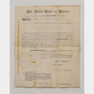 Madison, James (1751-1836) and James Monroe (1758-1831) Letters Patent, Signed 8 January 1816.