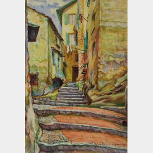 Joseph Margulies (American, 1896-1984) Alleyway of Steps (Old Menton)