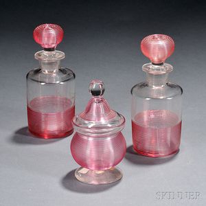 Three Threaded Glass Objects