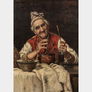 Italian School, 19th Century After Teniers: Jovial Old Man with a Pipe