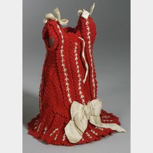 Red Wool Crocheted Dress for a Bebe Doll