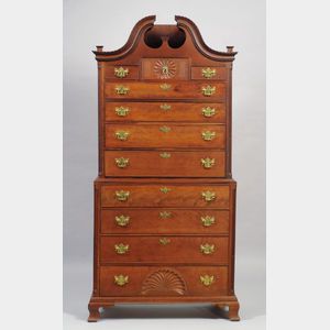 Chippendale Cherry Carved Scroll-top Chest-on-Chest
