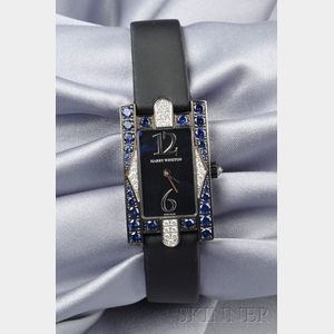 Lady's 18kt White Gold, Sapphire, and Diamond "Classic" Wristwatch, Harry Winston