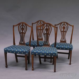 Set of Four Country Federal Mahogany Shield-back Side Chairs