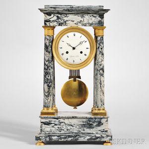 Lepaute Variegated Marble Portico Clock