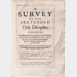 Bancroft, Richard (1544-1610) A Survey of the Pretended Holy Discipline.