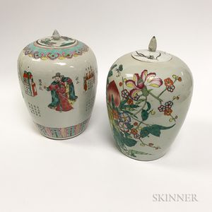 Two Chinese Ceramic Lidded Jars