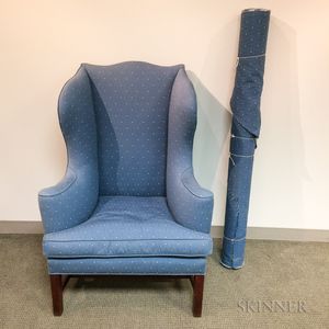 Chippendale Upholstered Mahogany Wing Chair