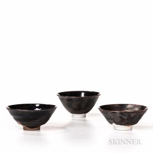 Three Makoto Yabe (Japanese/American, 1947-2005) Tea Bowls