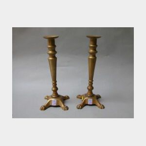 Pair of 19th Century European Brass Candlesticks.