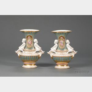 Pair of Paris Porcelain Figural Vases