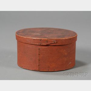 Red-painted Oval Lapped-seam Covered Pantry Box