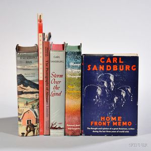 Sandburg, Carl (1878-1967) Signed Copies in Dust Jackets, Six Volumes.