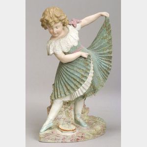 German Bisque Figure of a Little Girl Dancing