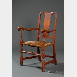 Queen Anne Birch and Maple Red-washed Armchair