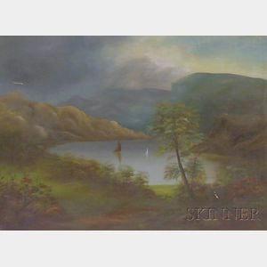 Framed American School Oil on Canvas Hudson River School Style Landscape