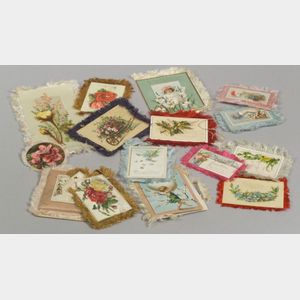 Group of Forty-five Silk Fringed Holiday Cards