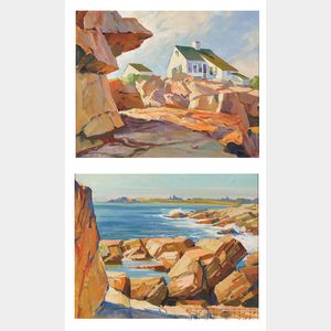 Theodore Kautzky (Hungarian/American, 1896-1953) Two Coastal Scenes: Rocky Shore