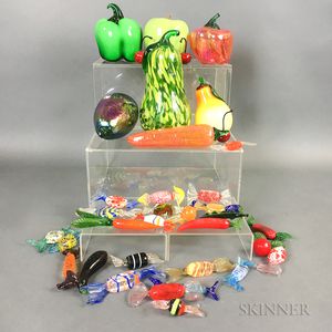 Group of Blown Glass Fruit and Candy. 