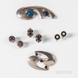 Five Pieces of Modern Silver Jewelry