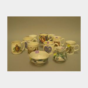 Eight Assorted British Royalty Commemorative Ceramic Mugs