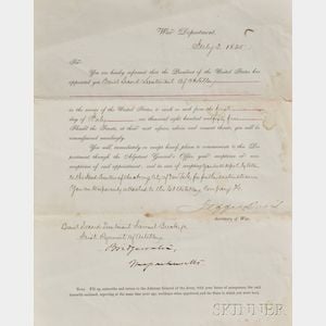 Davis, Jefferson (1808-1889) Signed Military Commission, 1 July 1855.