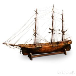 Carved and Painted Clipper Ship Model