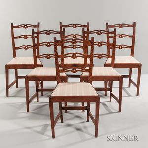 Set of Six Tiger Maple Dining Chairs
