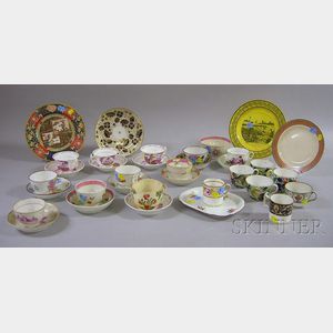 Thirty-five Pieces of English Decorated Pottery and China Tableware