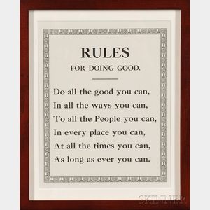 Shaker "Rules for Doing Good" Printed Sign